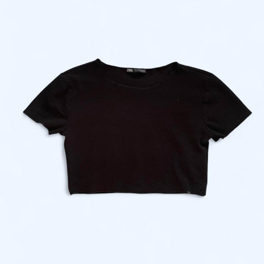 Black‎ Zara crewneck crop top size S